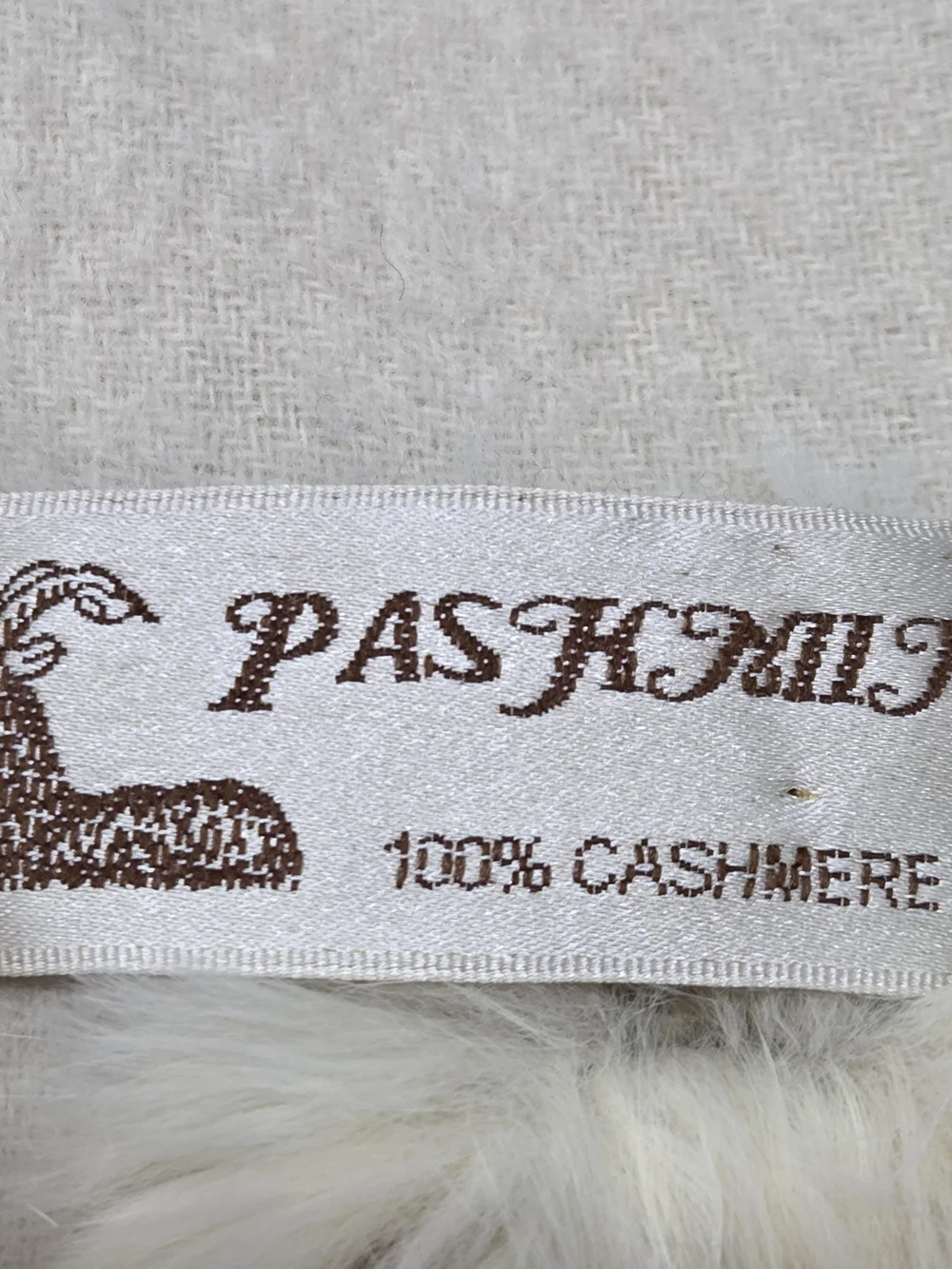 Pashmina Cream Cashmere Rabbit Scarf Wrap 26.5x70 Cozy Winter Luxe Chalet Chic